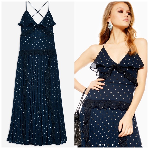 Beautiful lace navy metallic dress - Picture 6 of 7